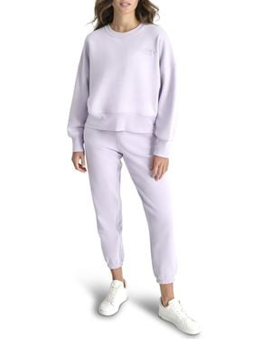 DKNY Varsity Embroidered Logo Crewneck Sweatshirt - Purple
