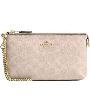 COACH Large Wristlet W Chain - Natural