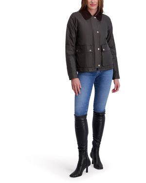 Kensie Outerwear Waxed Cotton Barn Jacket - Black