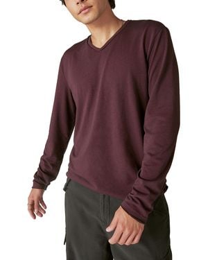 Lucky Brand Venice Burnout Long Sleeve V Neck - Purple