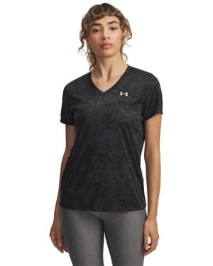 Under Armour Velocity Print Short Sleeve V Neck T Shirt, - Black