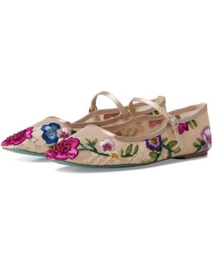 Betsey Johnson Nova Slippers Blush/Multi Floral, Faux Leather - Black