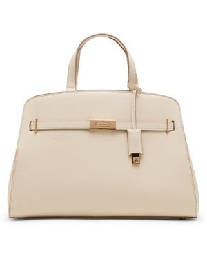 Anne Klein Large Belted Satchel With Convertible Strap - Natural