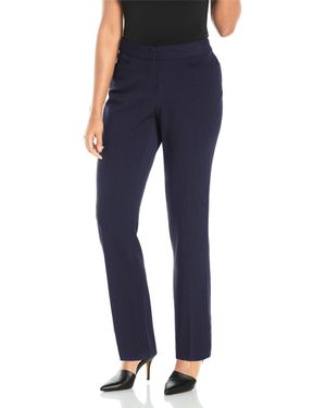 Rafaella Regular 30" & 32" Curvy Gabardine Slim Leg Dress Pant With Pockets - Blue