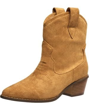 French Connection Carrie Modern Western Cowboy Boots With Pull-up Tabs - Natural