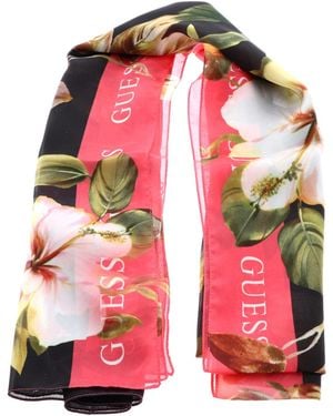 Guess Scarf 70 X 180 Black Multi - Pink