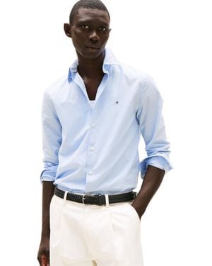 Tommy Hilfiger 's Flex Poplin Mini Print Regular Fit Shirt - Blue