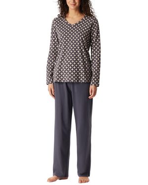 Schiesser Schlafanzug lang Baumwolle-Nightwear Pyjamaset - Mehrfarbig