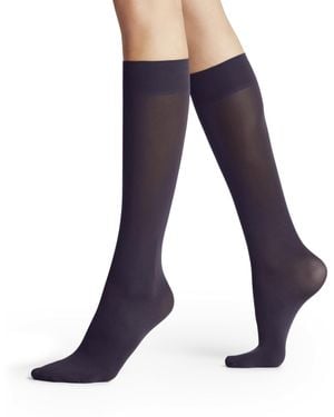 FALKE Pure Matt 50 Den W Kh Semi-opaque Plain Knee High Socks - Blue