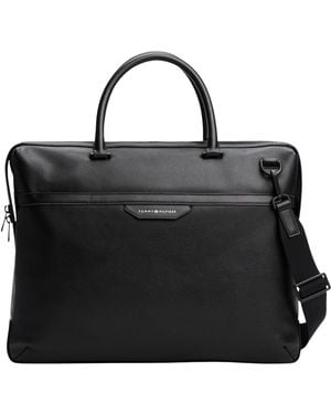 Tommy Hilfiger Th Business Leather Computer Bag Am0am13496 Computer Bag - Black