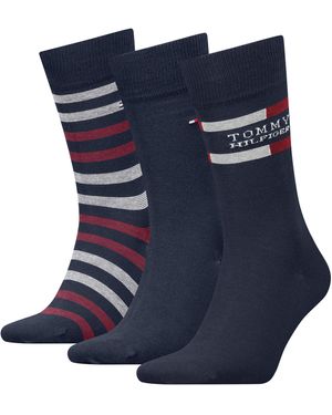 Tommy Hilfiger 8719965009202 Th Men Sock 3p Giftbox Tommy Stripe - Blauw