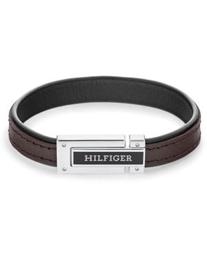Tommy Hilfiger Jewelry Pulsera de Cuero para Hombre de Color Negro y Marrón