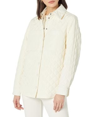 Amazon Essentials Chaqueta Tipo Camisa Acolchada y Holgada de poliéster Reciclado - Blanco