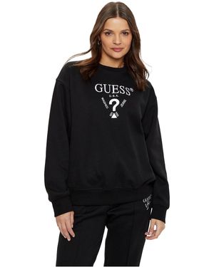 Guess Felpa Donna Roberta Cn Sweatshirt Jet Black Es25gu02 V5rq12kc3d2 Jblk S - Zwart
