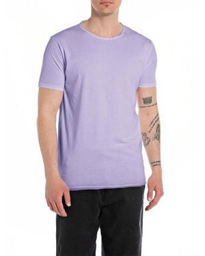 Replay Men's Short-sleeved T-shirt With Crew Neck - Purple