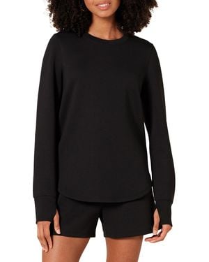 Amazon Essentials Langärmliges Active-Sweat-Sweatshirt mit Rundhalsausschnitt und normaler Passform - Schwarz