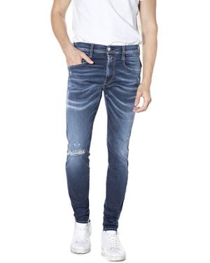 Replay Anbass Hyperflex Re-used Xlite Jeans - Blue