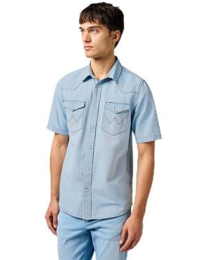 Wrangler Ss Western Shirt - Blue