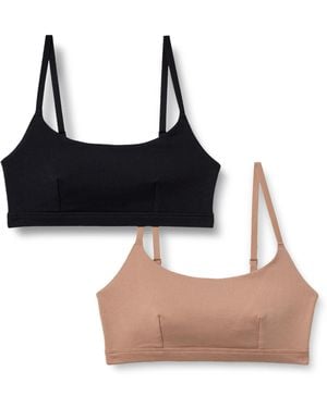 Amazon Essentials Bralette redondo de punto de algodón sin cierre Mujer - Negro