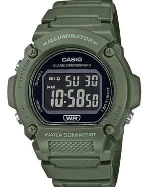 G-Shock W219h Series | Digital Watch | Illuminator | Green | 50m Wr | 1/100 Sec Stopwatch | Led Backlight | Daily Alarm | Auto Calendar