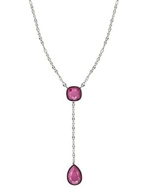Nomination Allure Necklace For Woman In Stainless Steel With 2 Fuchsia Crystal. Lenght 45 Adjustable To 54 Cm. Made In Italy. - Metallic