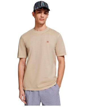 Scotch & Soda Garment Dye Logo Crew T-shirt - Natural