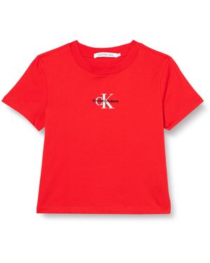 Calvin Klein Jeans T-shirt iche Corte Donna Scollo Rotondo - Rosso