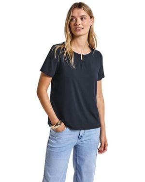 Street One 3227279 Jersey-Shirt mit Cut-Out - Blau