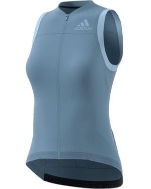 adidas S Zip Up Jersey Vest Cycling Tank Top Blue Bs4628