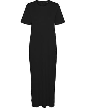 Vero Moda Vmchloe Ss O-neck 7/8 Dress Jrs Noos Jersey - Black