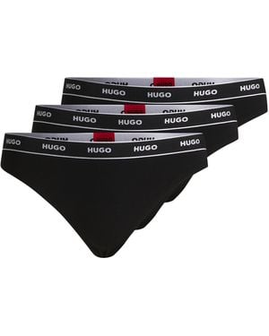 BOSS HUGO Triplet Thong Stripe Tanga - Negro