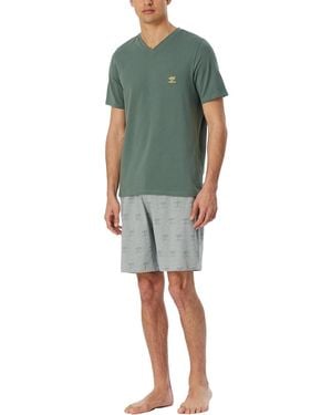 Schiesser Schlafanzug kurz V-Ausschnitt-95/5 Nightwear Pyjamaset - Grün