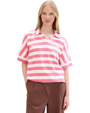 Tom Tailor Basic Polo-T-Shirt mit Streifen - Rot