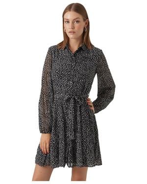 Vero Moda Vmholly LS Volume Abito Corto Wvn Ga Mini - Nero