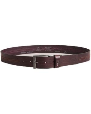 Ted Baker London Crisic Stitch Detail Leather Belt - Brown