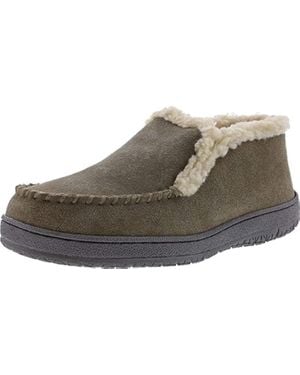 Clarks Indoor Outdoor Sage House Slippers Suede Leather Sherpa Lined Ankle Bootie - Black