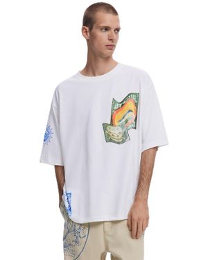 Desigual T-Shirt Mit Arty-Print - Weiß