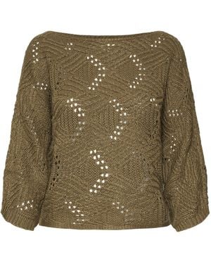 Vero Moda Vmgigi 3/4 Boatneck Pullover Noos Knitted Jumper - Green