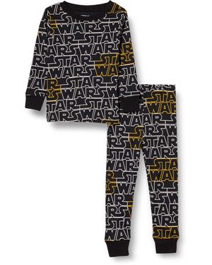 Amazon Essentials Disney | Marvel | Star Wars | Princess Conjuntos de Pijama Ceñidos de Algodón Niño - Negro