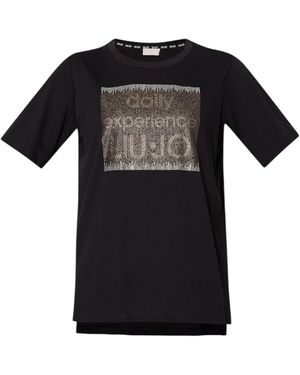 Liu Jo T shirt donna Liu Jo con logo e strass nero E25LJ33 TF4020 JS923 N9585 L