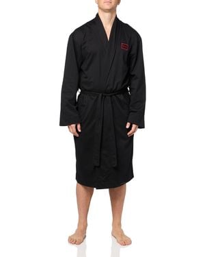 HUGO Back Logo Cotton Blend Robe - Black