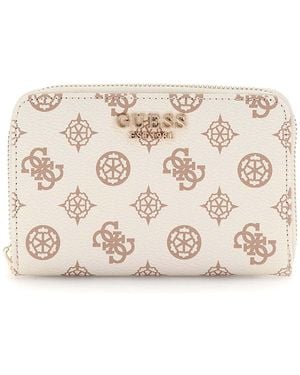Guess Laurel Zip Around Wallet M Cream Logo - Neutro