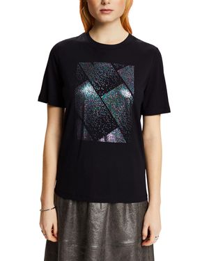 Esprit T-Shirt mit holografischem Print - Schwarz
