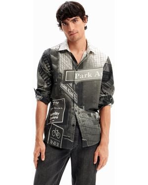 Desigual Poplin Nyc Shirt - Black