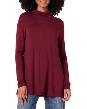 Amazon Essentials Jersey Long-sleeve Mock Neck Swing Tunic - Red
