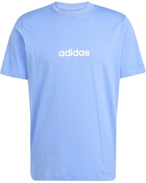 adidas Essentials Linear Single Jersey Tee - Blauw