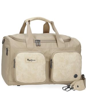 Pepe Jeans Jana, Casual Backpacks, Travel Bags, Blue And Beige Made Of Polyester And With Faux Leather Details, By Joumma Bags, Beige, One - Natural