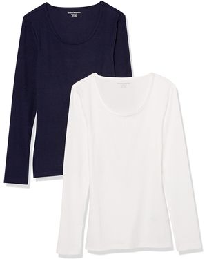 Amazon Essentials Maglione a Costine con Scollo Rotondo dalla vestibilità Aderente - Blu
