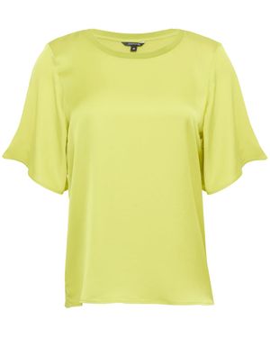 Comma, Blusenshirt im Fabricmix mit Volant-Ärmeln kiwigrün 40 - Gelb