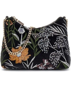 Guess Schultertasche Zalina Top Zip Shoulder Bag Black Multi schwarz